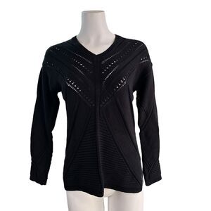 MarlaWynne WynneLayers Engineered Pointelle Stitch Sweater - Black XXS